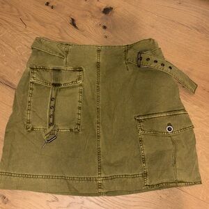 Free People Khaki Utility Skirt with Buckles